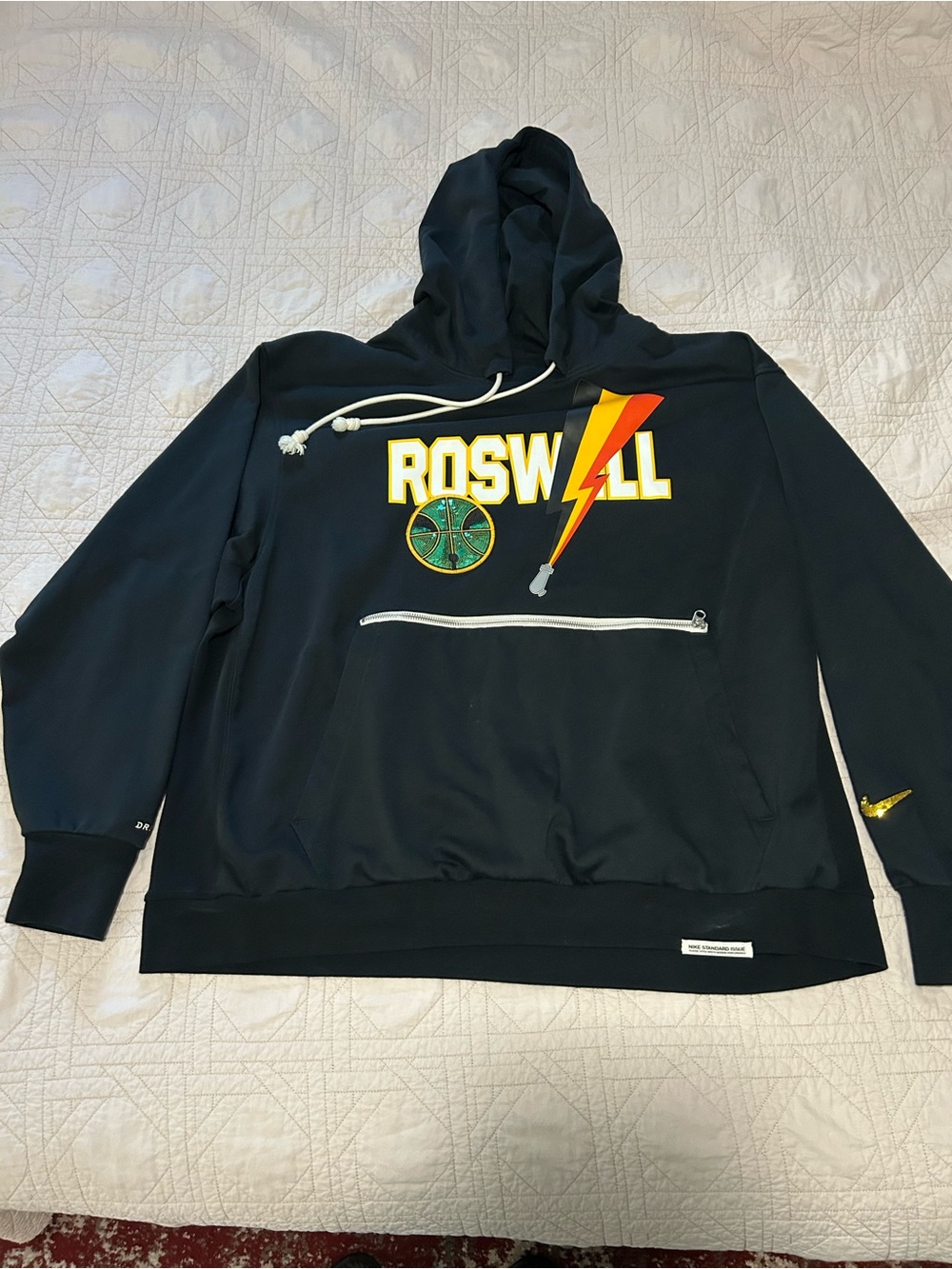 Roswell Black Graphic Hoodie with Lightning Patch